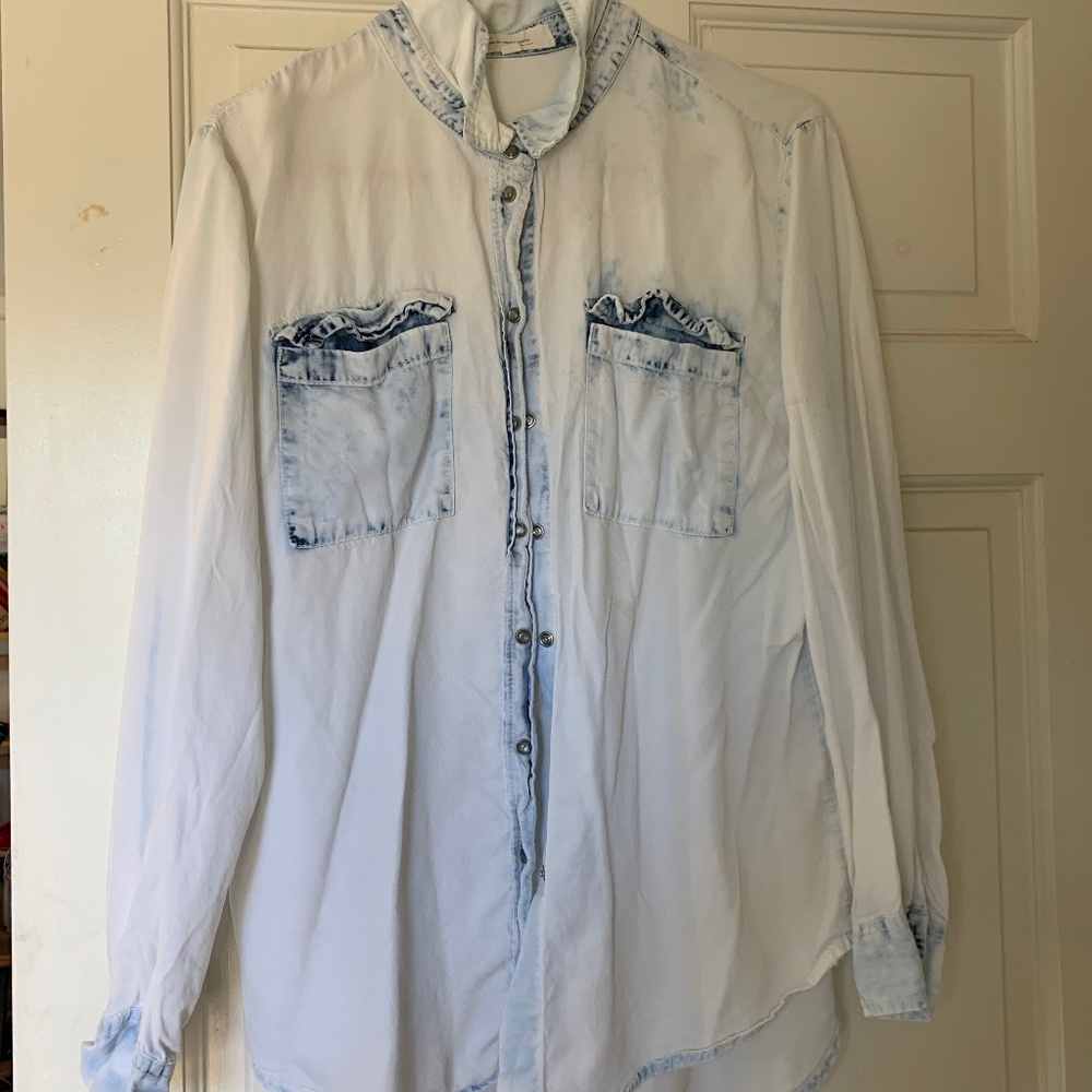 Womens Light Blue Jean Vince Camuto Longsleeve Top